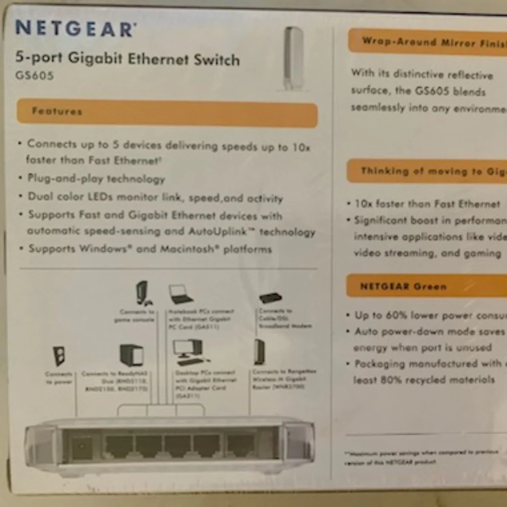 Netgear 5-Port Gigabit Ethernet switch GS605